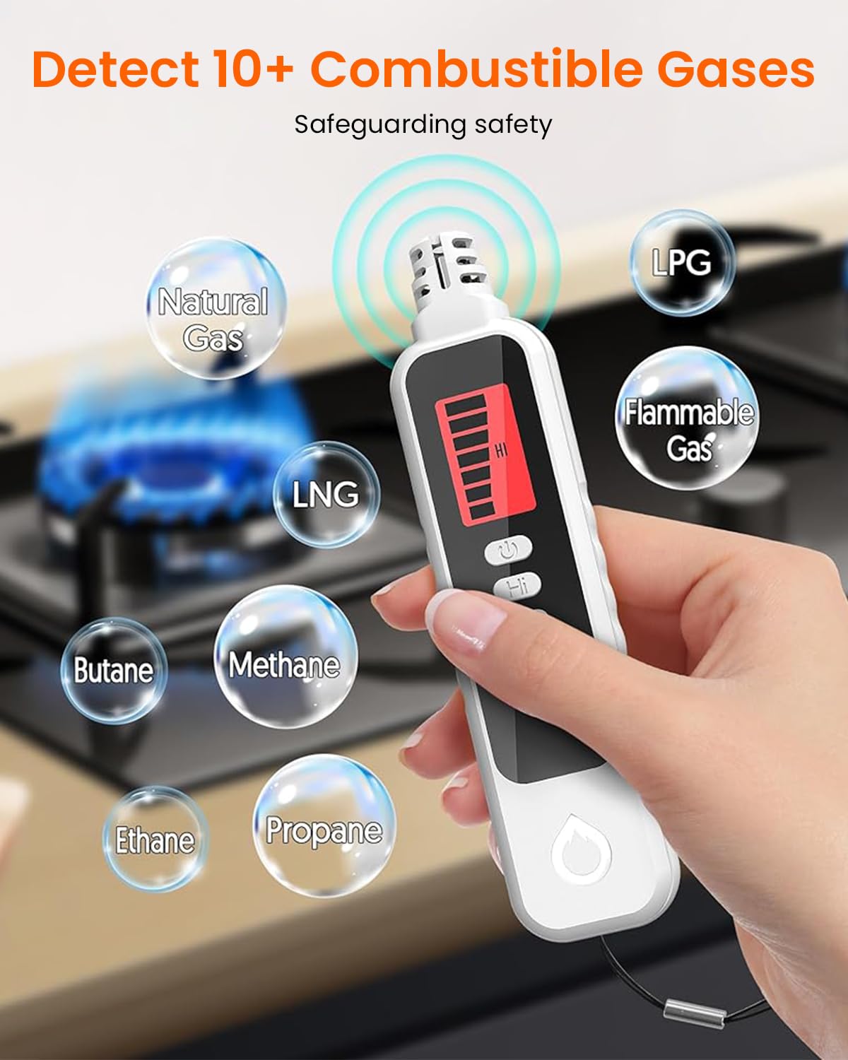 HASTHIP Gas Detector with LCD, Visual & Audible Alarms, High Precision Gas Leak Detection for Home Safety, Detects Methane, Propane, Butane, Compact Combustible Gas Sniffer (Batteries Not Included) HASTHIP Gas Detector with LCD, Visual & Audible Alarms, High Precision Gas Leak Detection for Home Safety, Detects Methane, Propane, Butane, Compact Combustible Gas Sniffer (Batteries Not Included)